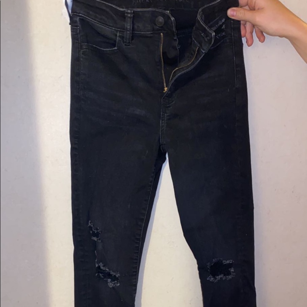 American Eagle black ripped skinny jeans